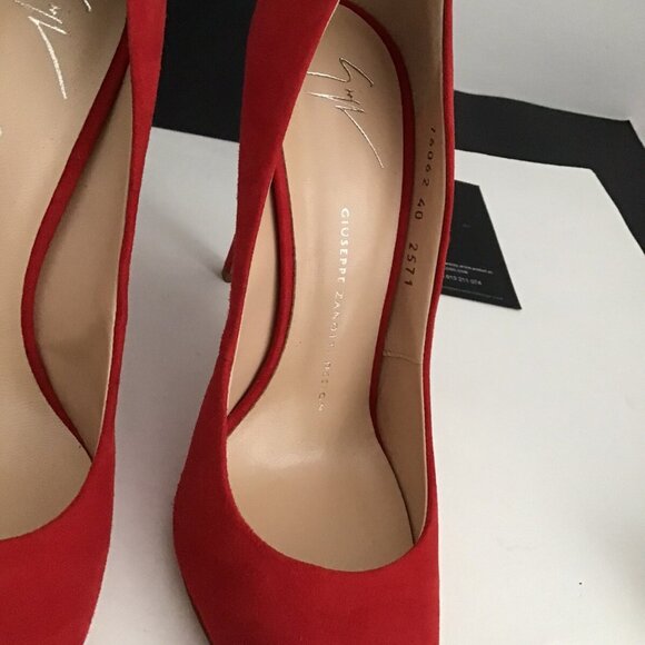 GIUSEPPE ZANOTTI Women's Bimba 110 High-Heel Stiletto Suede Red - Picture 6 of 11